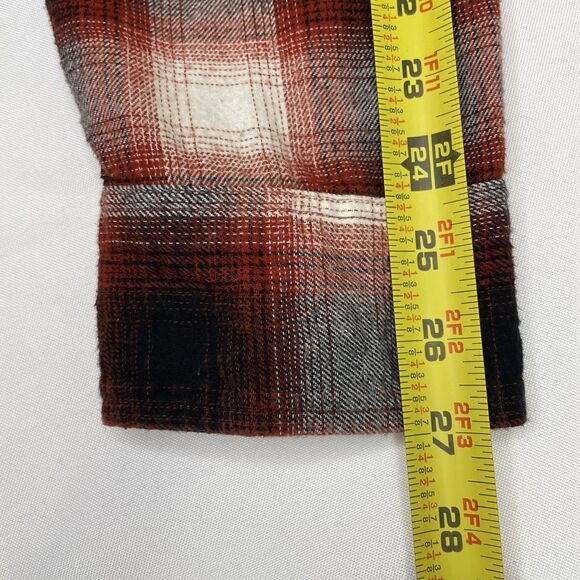 Sun + Stone Men’s  Flannel Button Down Tattersall Shirt Plaid Red Black- XXL - Picture 8 of 14